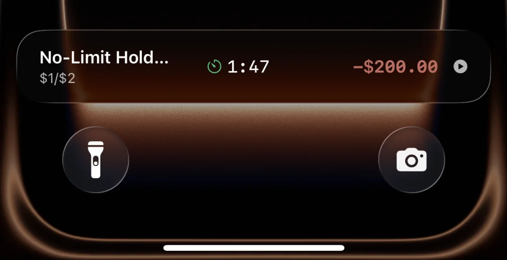 The FeltIQ Live Activity showing the session timer and running profit on the Lock Screen